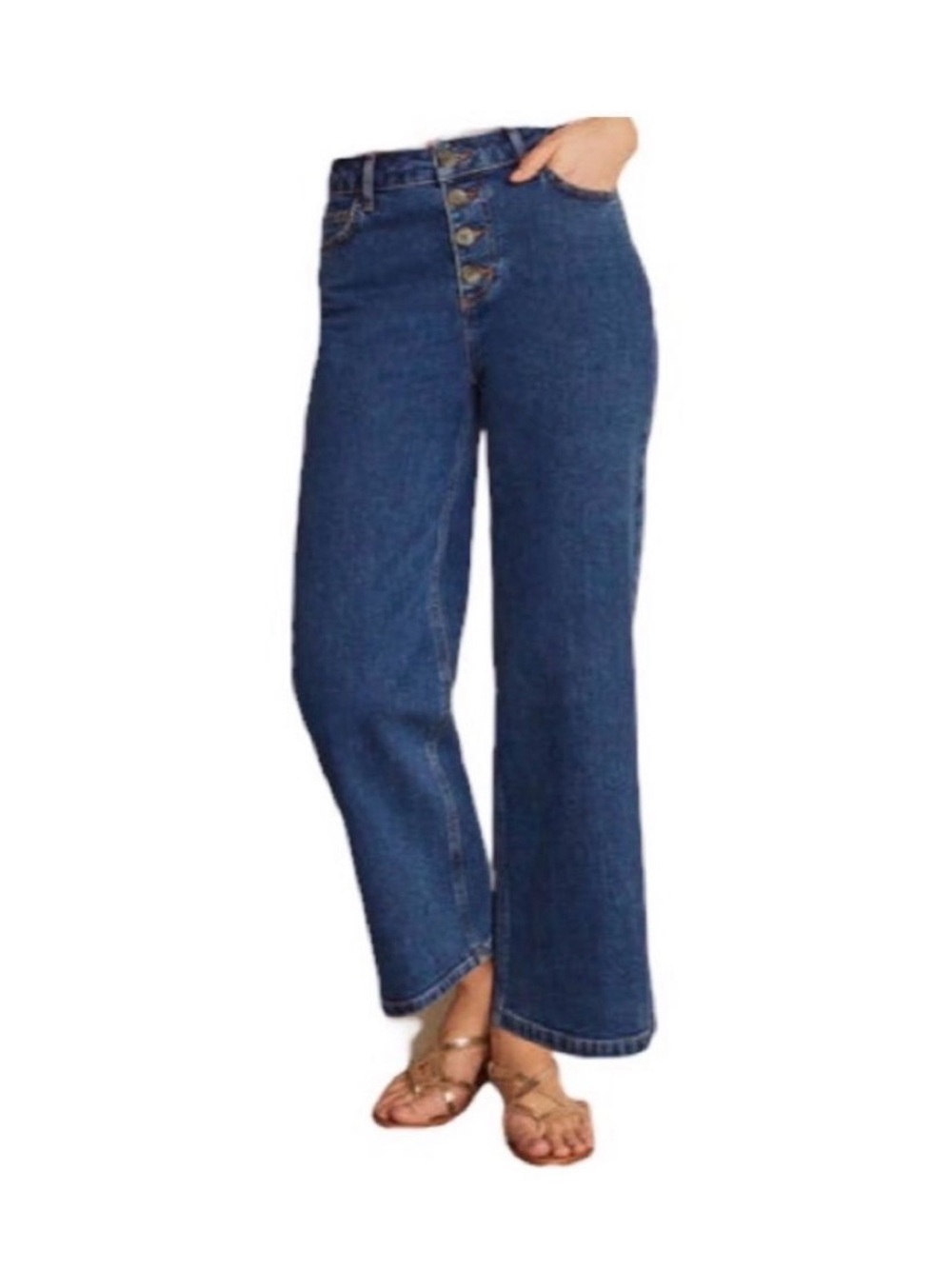Boden Dark Blue High-Rise Wide Leg Cropped Jeans